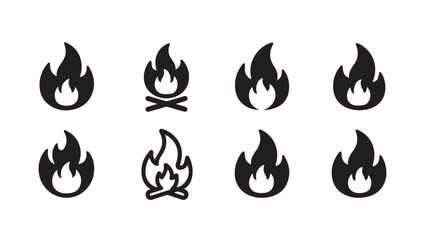 Set of fire icons campfire flame heat symbol graphic vector illustration
