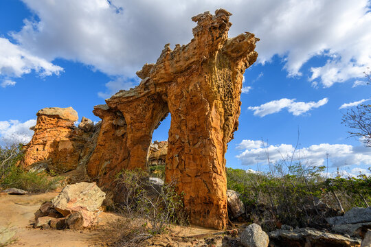 Igrejinha Natural Sandstone Arch in Catimbau Valley, Bu&iacute;que, Pernambuco, Brazil on December 27, 2025