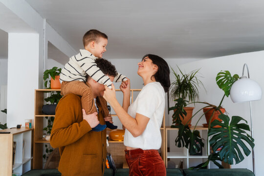 Family enjoys time together at home