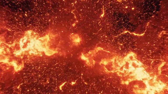 Intense explosion with fiery sparks and flames
