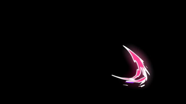 Abstract neon light streak trail animation with glowing pink and white energy swoosh on black background dynamic motion effect