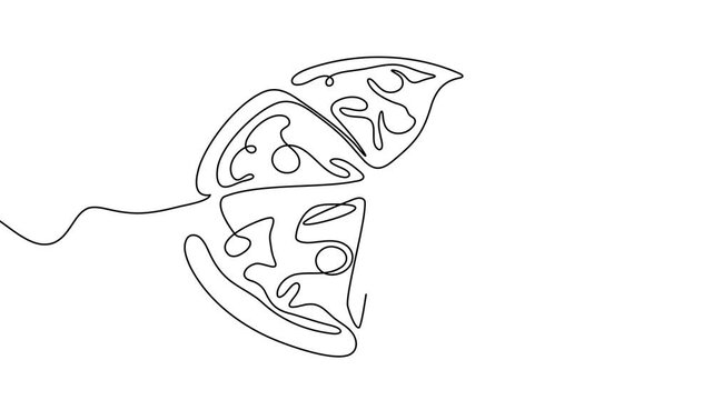 Illustration pizza vector slice icon cheese food hand drawn background sketch. Continuous line pizza set isolated pizzeria outline symbol doodle italy menu eat piece art design logo italian white flat