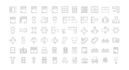 Top-View Furniture and Interior Floor Plan Icons Set for Architecture and Interior Design © Sapumal