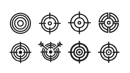 Set of Target Icons Aiming Precision Focus Symbols Graphic Design Elements