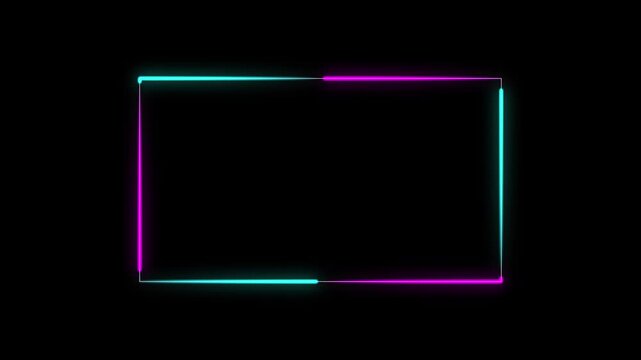 Neon Blue Cyan Gradient Streamer Facecam Border Overlay with Seamless Glowing Light Animation (4K)