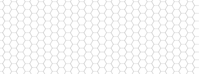 Abstract Black Hexagon Geometric Pattern Seamless Technology Background Vector Illustration Featuring Modern Honeycomb Grid Design on Clean White Background.