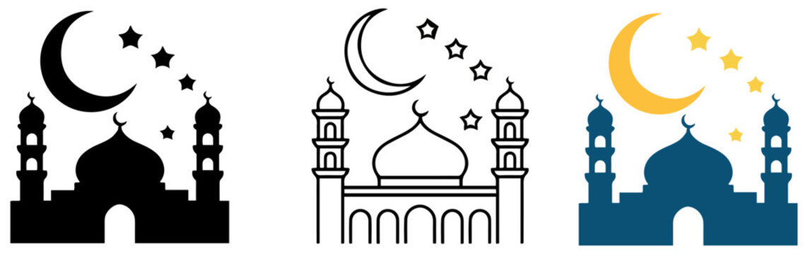 islamic mosque crescent ramadan icon