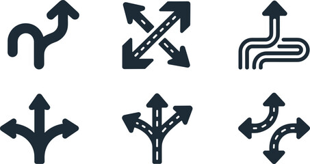 Collection of directional arrows on a white background