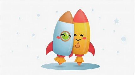 Rockets hugging instead of war concept