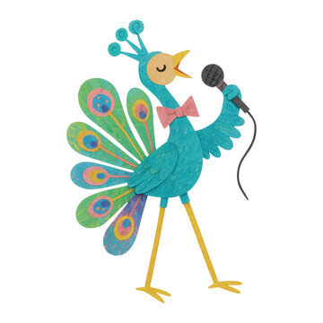 PNG Colorful peacock singing joyfully.