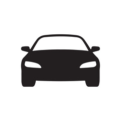 Obraz premium Car Front View Silhouette Icon – Black and White Sedan Vehicle Vector Illustration