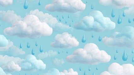 Obraz premium Rainy day clouds pattern on blue background