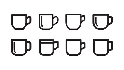 Assorted Cup Icons Collection for Beverage and Cafe Concepts