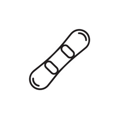 Snowboard Outline Icon &ndash; Minimal Black and White Winter Sports Equipment Vector