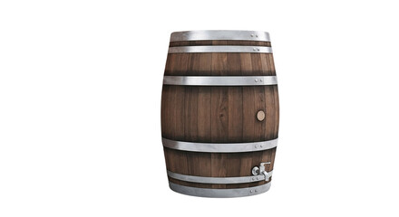 Obraz premium Wooden barrel with metallic bands in classic style for storage 