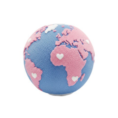 Fluffy Earth Globe with Hearts