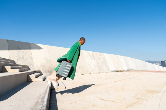 Travel man blue sky 