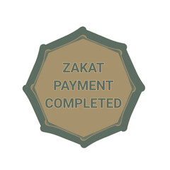 Zakat Payment Completed Stamp Seal Icon Representing Islamic Charity Donation Confirmation and Receipt
