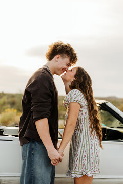 Young couple affectionately touching noses