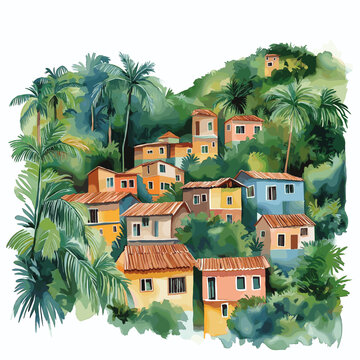 San Gil. San Gil hand drawn watercolor illustration
