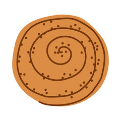 Cinnamon roll pastry. Cozy autumn bakery illustration for seasonal menus, cafe branding, packaging, and dessert design. Hand drawn vector illustration.