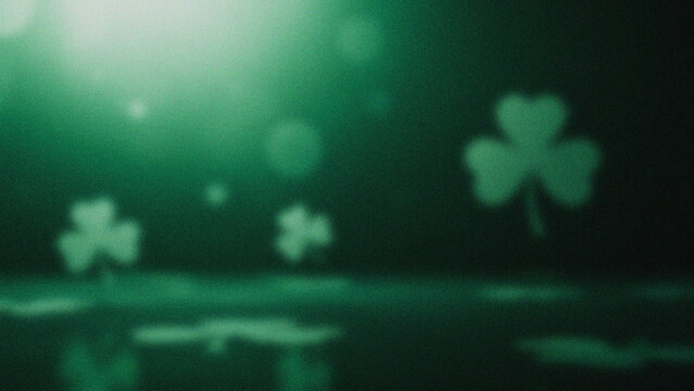 St patrick's day shamrocks in green light celebrating irish heritage and luck