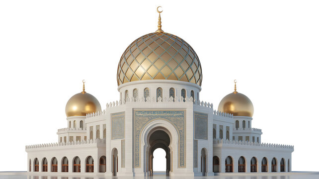 Majestic Mosque with Golden Domes and White Architecture