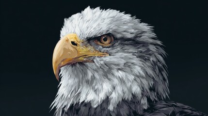 Obraz premium Majestic bald eagle portrait against dark background