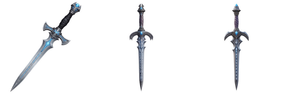 Fantasy game dagger weapon isolated on white background no shadow, RPG assassin knife medieval dolch daga 匕首 stealth melee blade 3D render gaming asset PNG clipart transparent