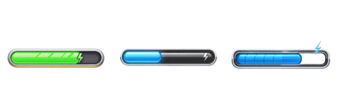 Game energy bar icon isolated on white background no shadow, RPG stamina bar barra de energ&iacute;a 能量条 health meter progress UI 3D render gaming asset PNG clipart transparent