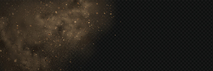 Realistic vector background of sandy smoke clouds and fine dust particles swirling in a desert storm.  © gala