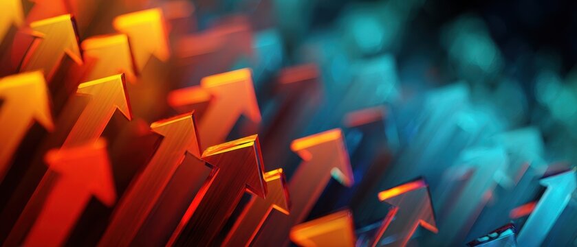 Abstrakte bunte 3D Pfeile, die nach oben zeigen, Konzept f&uuml;r Wachstum und gesch&auml;ftlichen Erfolg