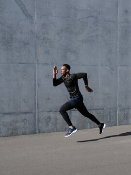 A man runs outdoors