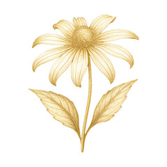 Fototapeta premium PNG Golden flower on black background.