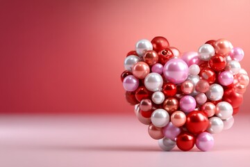 Fototapeta premium 3D Visualization of Shining Pearls Arranged in a Heart Shape on a Soft Background