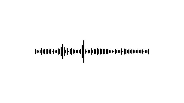 Vibrant cyan sound bar equalizer on white background, pulsating element of sound design for digital studio, animated black audio bar spectrum isolated, musical waves frequency for audio beats.