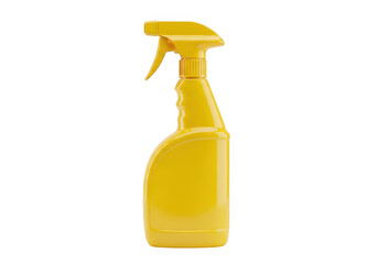 A bright yellow spray bottle standing upright against a white background isolated on transparent background