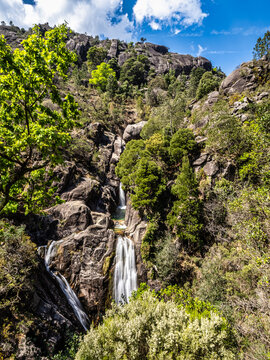 The beautiful Arado Waterfall, Cascata do Arado at the Peneda Geres National Park in Portugal, Europe