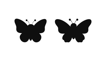 Black butterfly silhouettes on white background