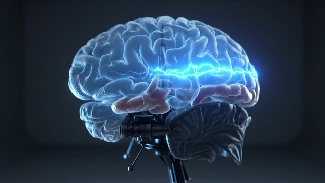 Transparent Human Brain with Glowing Neural Pathways