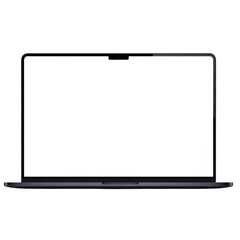 Minimalist black and white laptop illustration on a white background isolated on transparent background