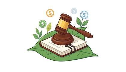 Law and justice in relation to environmental and ecological protection, symbolizing the financial aspects and investments in green legal practices, created with generative ai