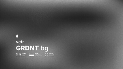 Abstract black and white vector background with high detailed noise texture and blurred gradient effect. Modern grayscale silver grainy overlay for industrial or brutalist design concepts.