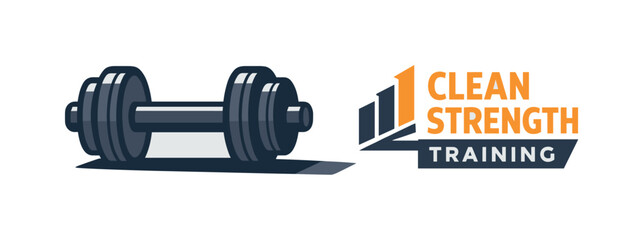 Dumbbellsimplesh ape presented as aref inedsidepr ofile product pose with cle anstrengthtr ain ingl ines positi oned in the right