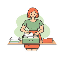 Sunny person files documents into folders at a desk, aligning papers carefully as drawers slide and stacks stay neat. | filing