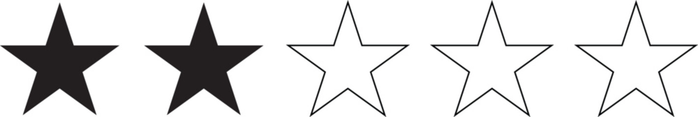 Obraz premium Vector 2 star rating symbol with three empty stars for low customer satisfaction feedback