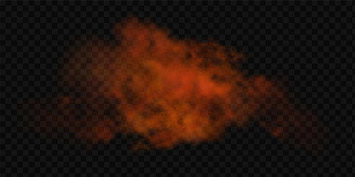 and shining stars. Abstract orange smoke cloud and magical fog texture for atmospheric fire overlay designs.