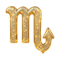 Fototapeta premium PNG Glowing golden Scorpio zodiac symbol.