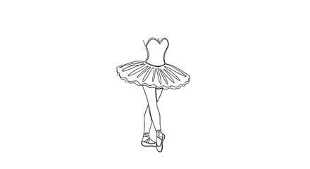 Ballerina Dancing on Pointe Isolated on White Background Line Art © HiBiscus