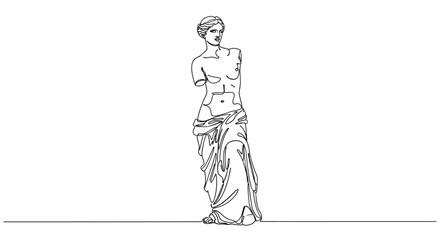 Obraz premium Ancient Greek Statue of Venus Line Art on White Background